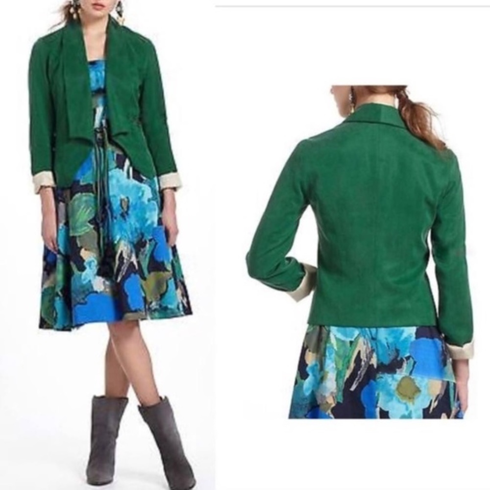 Anthropologie Diana Blazer by Cartonnier Green Size 6